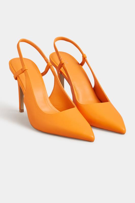 LTS Orange Sling Back Heel Court Shoes in Standard Fit | Long Tall Sally 2