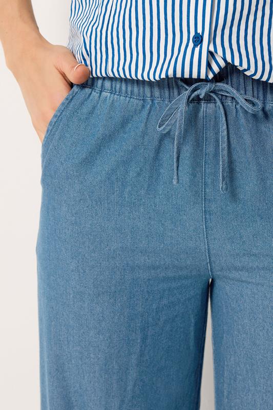 LTS Tall Women's Blue Washed Pull On Wide Leg Jeans | Long Tall Sally 4