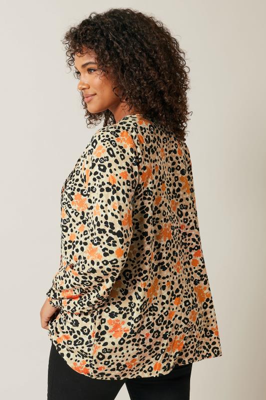 EVANS Plus Size Natural Brown Leopard Print Pintuck Blouse | Evans  5