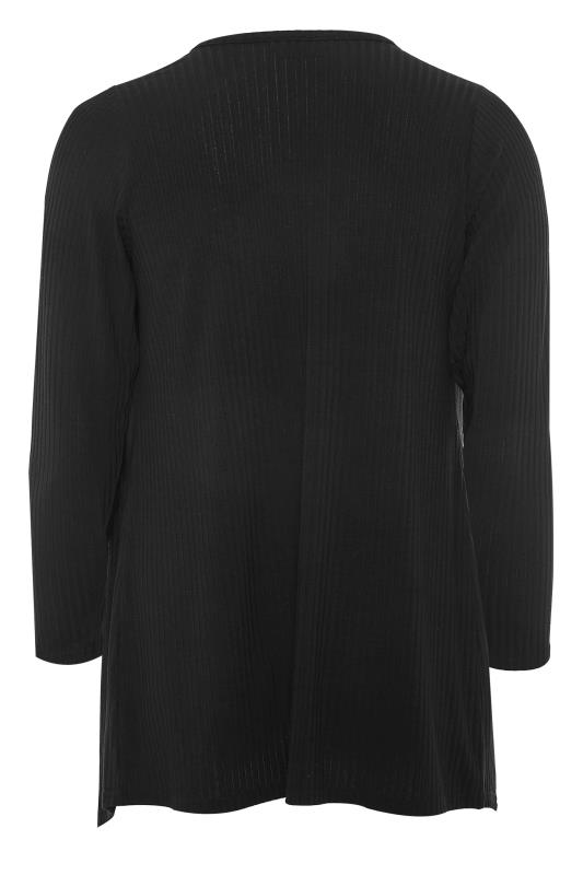 Plus Size Black Waterfall Rib Cardigan | Yours Clothing 6