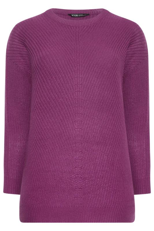 Plus Size Curve Purple Essential Knitted Jumper | Yours Clothing 6