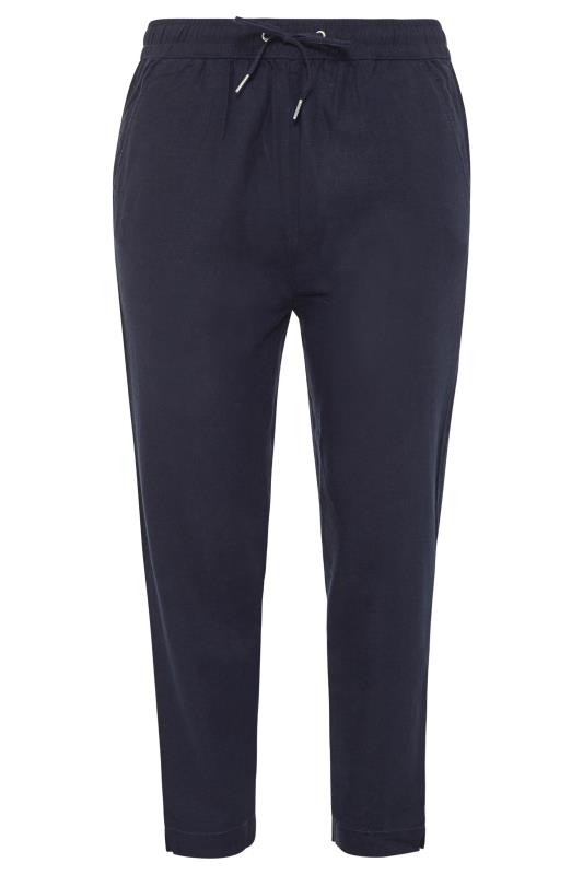Navy Blue Linen Mix Jogger | Yours Clothing 4