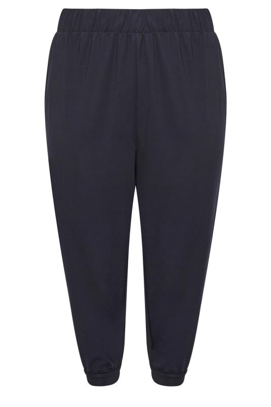YOURS Plus Size Navy Blue Cropped Harem Joggers | Yours Clothing 6