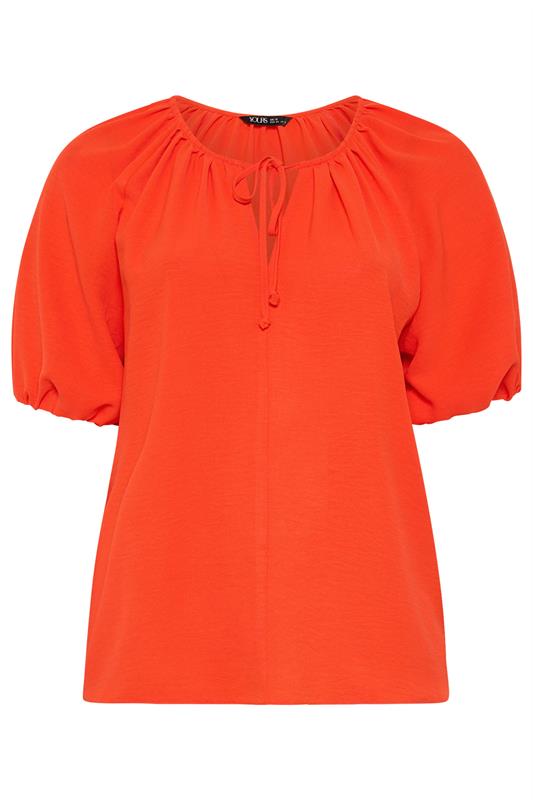 YOURS Plus Size Orange Balloon Sleeve Blouse |  Yours Clothing 5