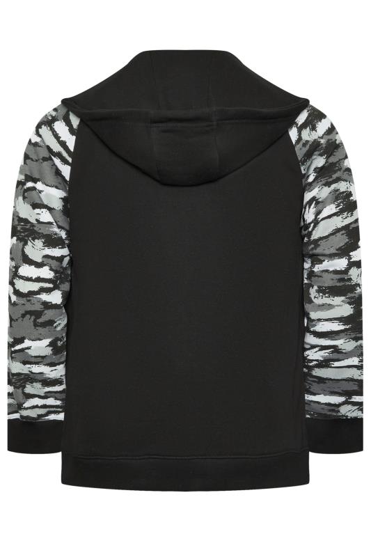 BadRhino Big & Tall Black Camo Print Zip Through Hoodie | BadRhino 7