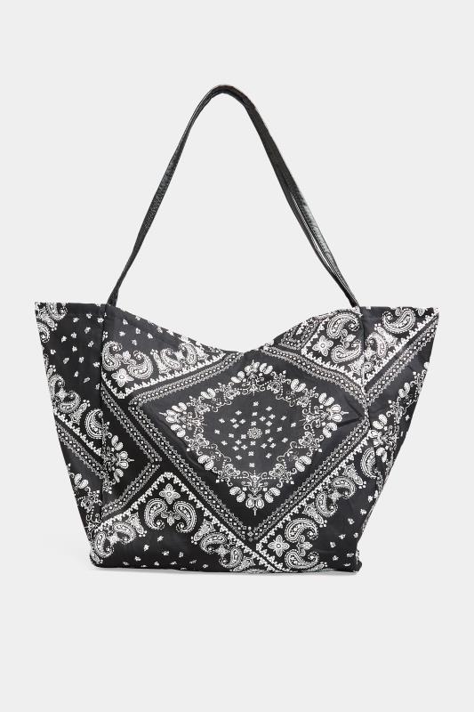Black Paisley Print Tote Bag | Yours Clothing 3