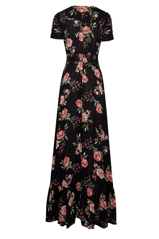 LTS Tall Women's Black Floral Print Shirred Waist Maxi Dress | Long Tall Sally 7