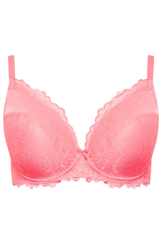 Plus Size YOURS Curve Pink Lace Padded T-Shirt Bra | Yours Clothing  5