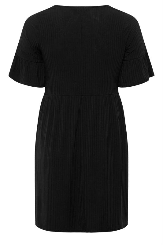 Plus Size Black Ribbed Smock Dress | Yours Clothing 7