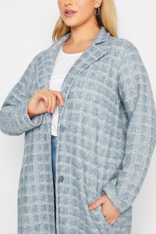 YOURS LUXURY Plus Size Blue Geometric Print Faux Fur Jacket | Yours Clothing 5