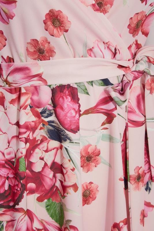 YOURS LONDON Curve Pink Floral Print Wrap Midi Dress 5