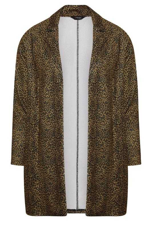 Curve Black & Yellow Leopard Print Blazer | Yours Clothing 6