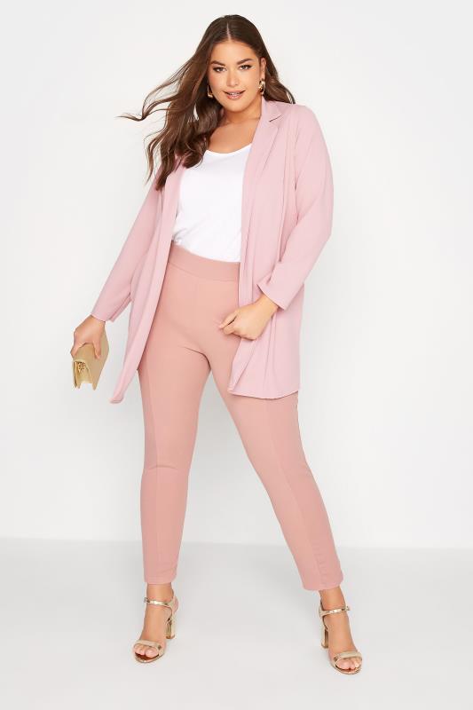 Curve Blush Pink Tapered Trousers 3