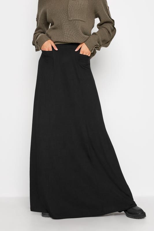  dla puszystych LTS Tall Black Fit & Flare Stretch Maxi Skirt