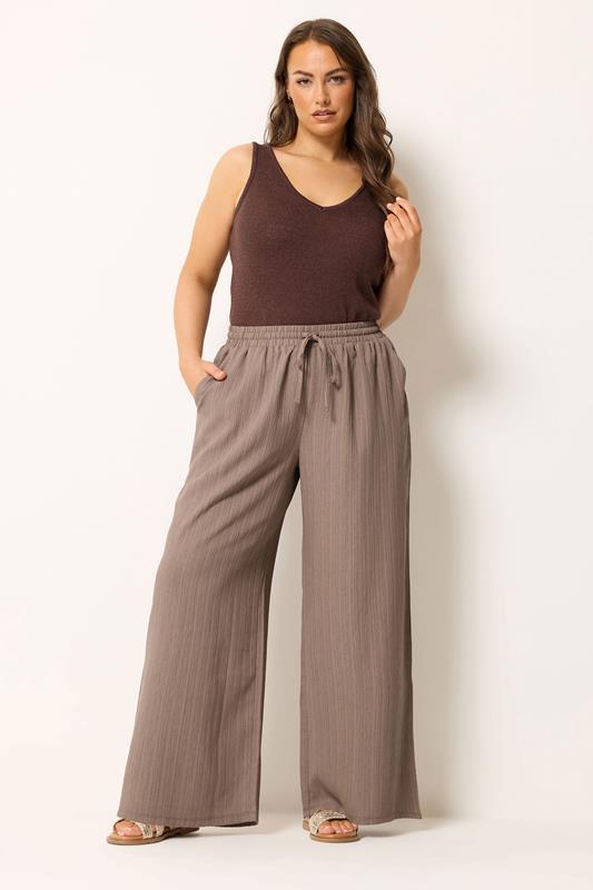  YOURS pantalones texturizados de pernera ancha en color natural
