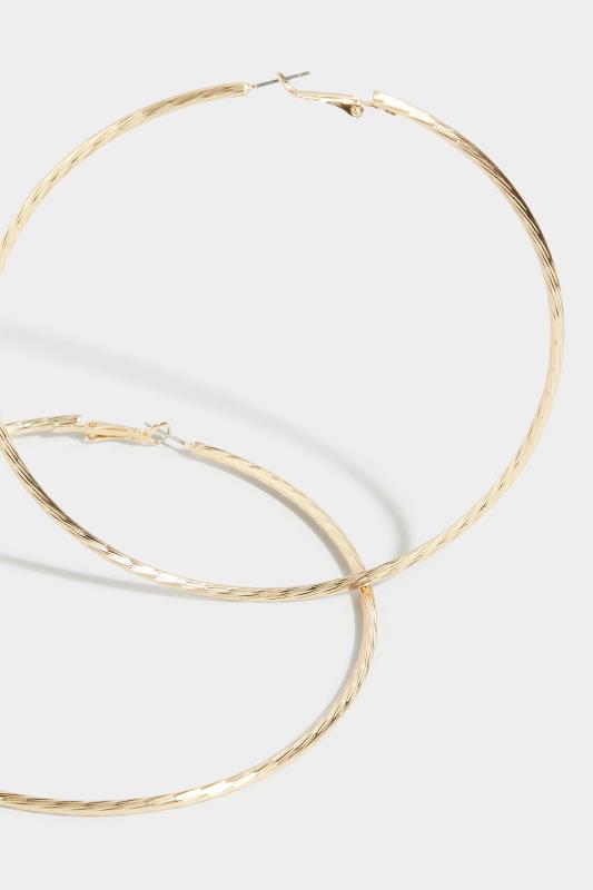 Gold Large Twisted Hoop Earrings | Yours Clothing 3