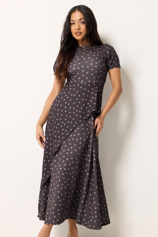  PixieGirl Petite Chocolate Brown Polka Dot Maxi Dress