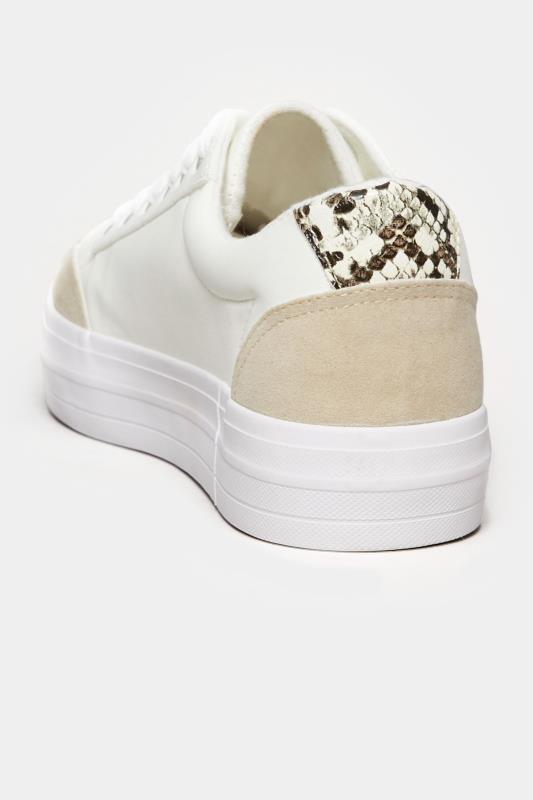 White Snake Print Heel Trainers In Wide E Fit | Yours Clothing 4