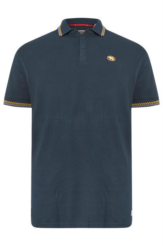 D555 Big & Tall Navy Blue Knitted Polo Shirt | BadRhino 1