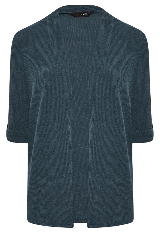 Curve Plus Size Navy Blue Ribbed Cardigan | Yours Clothing  6