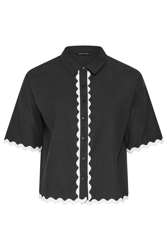 LIMITED COLLECTION Plus Size Black Scallop Linen Shirt | Yours Clothing  7