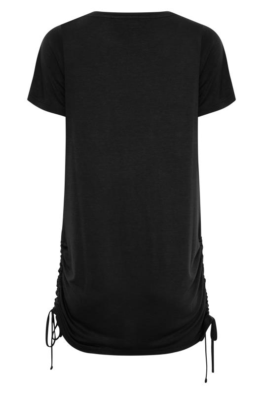 LTS Tall Black 'I Love My Life' Ruched Side Tunic Top 8