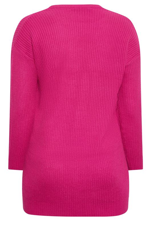 Plus Size Curve Hot Pink Essential Knitted Jumper | Yours Clothing 7