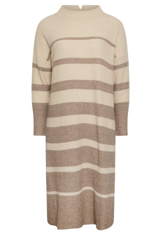 YOURS Plus Size Beige Brown Stripe Maxi Jumper Dress | Yours Clothing 6