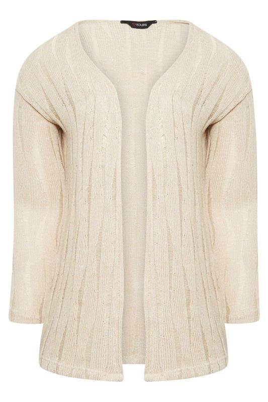 YOURS Plus Size Beige Brown Distressed Knitted Cardigan | Yours Clothing 5