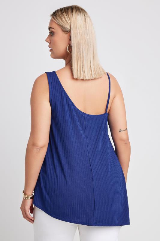 LIMITED COLLECTION Plus Size Blue Metal Trim Ribbed Vest Top | Yours Clothing 4