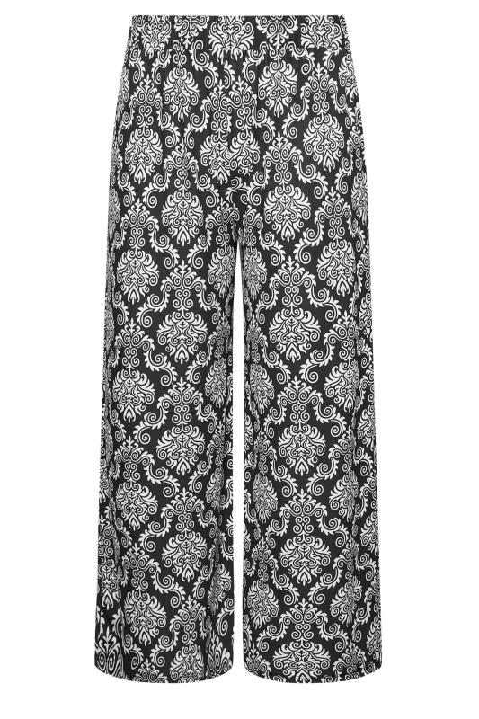 YOURS Plus Size Black Paisley Print Pull On Wide Leg Trousers | Yours Clothing 5