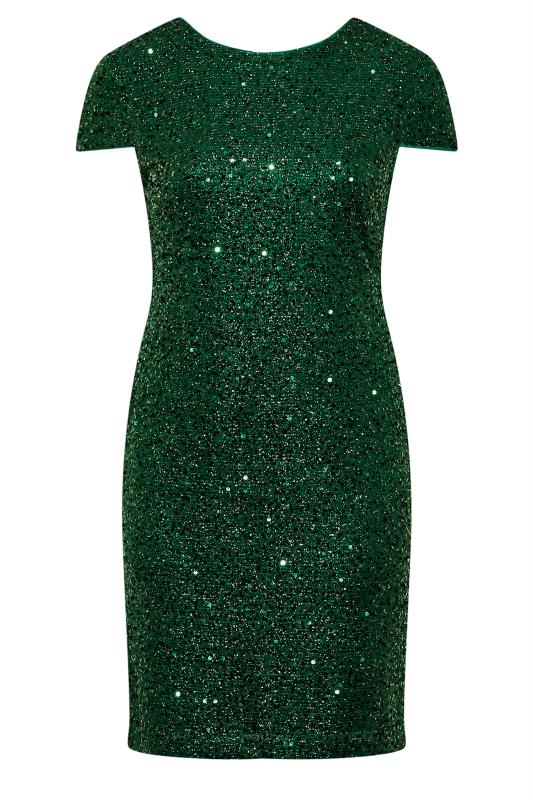 YOURS LONDON Plus Size Green Sequin Embellished Shift Dress | Yours Clothing 6