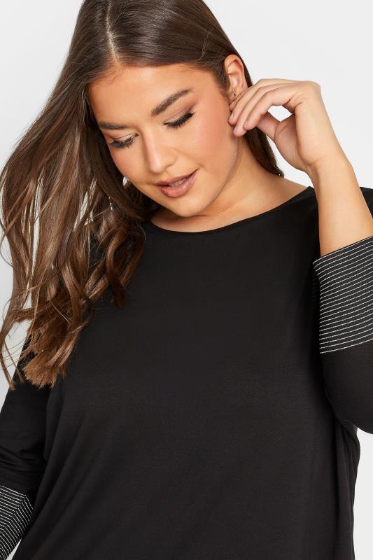 YOURS Plus Size Black Layered Stripe Print Top | Yours Clothing 4