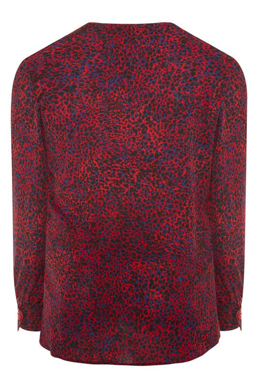 YOURS LONDON Red Leopard Print Pleated Detail Blouse_BK.jpg