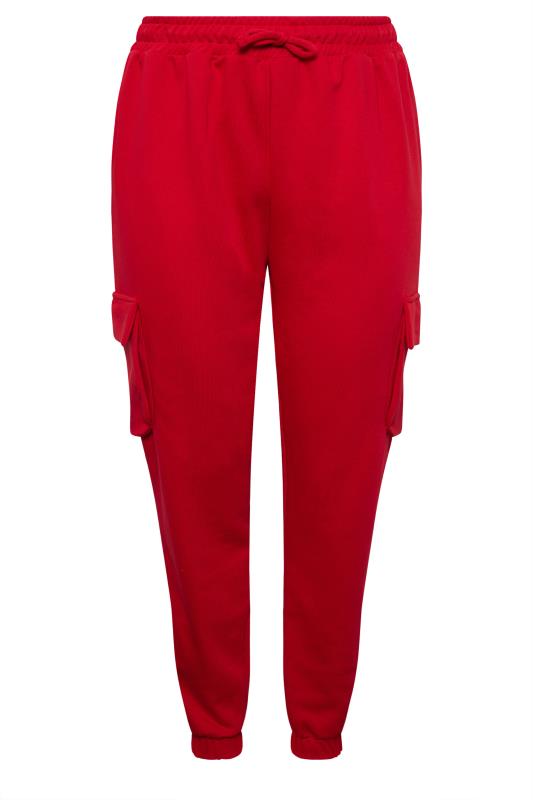 YOURS Plus Size Red Cargo Joggers | Yours Clothing 5