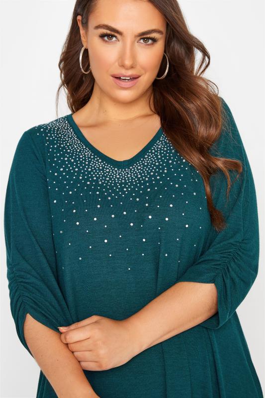 Teal Diamante Embellished Soft Touch Top_D.jpg
