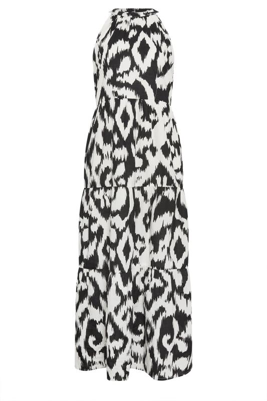 LTS Tall Black & White Cotton Abstract Print Halterneck Dress| Long Tall Sally 6