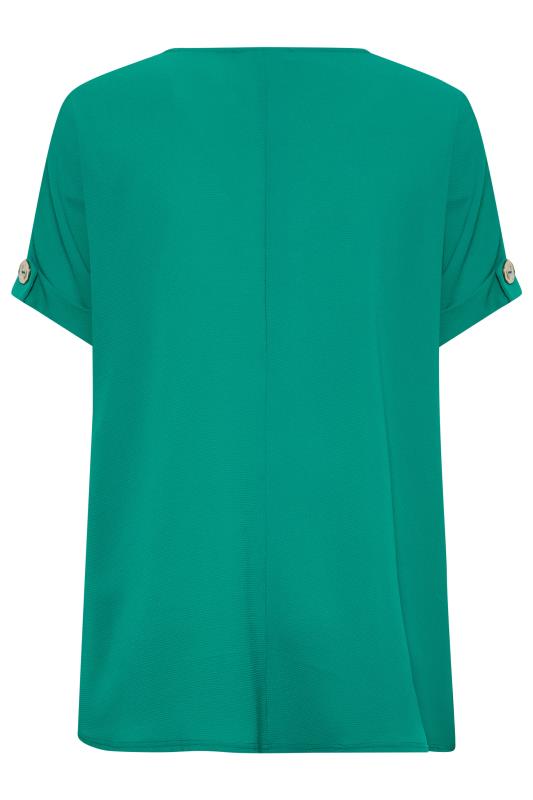 YOURS Curve Plus Size Green Button Front Blouse | Yours Clothing  7