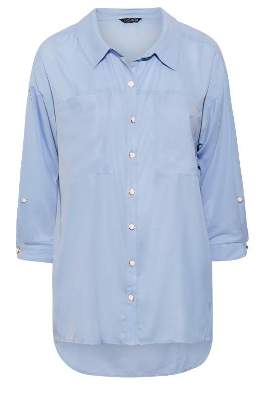 LIMITED COLLECTION Plus Size Light Blue Utility Pocket Shirt | Yours Clothing 6