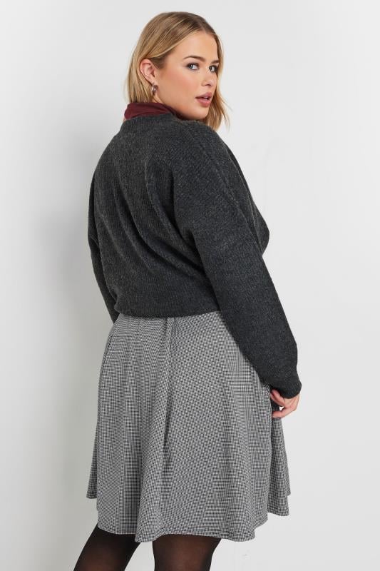 YOURS LONDON Plus Size Grey Dogtooth Print Pleat Skirt | Yours Clothing  3