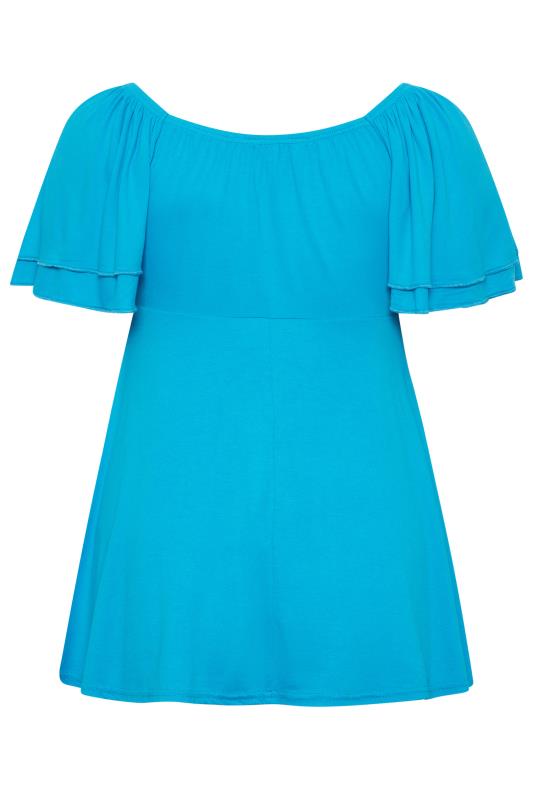 LIMITED COLLECTION Plus Size Blue Layered Sleeve Wrap Top | Yours Clothing 7