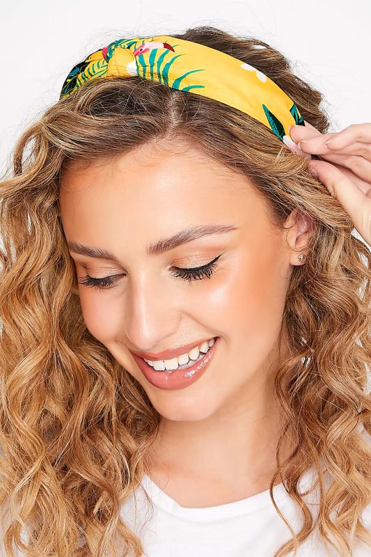 Yellow Tropical Print Knot Headband | Yours Clothing  1