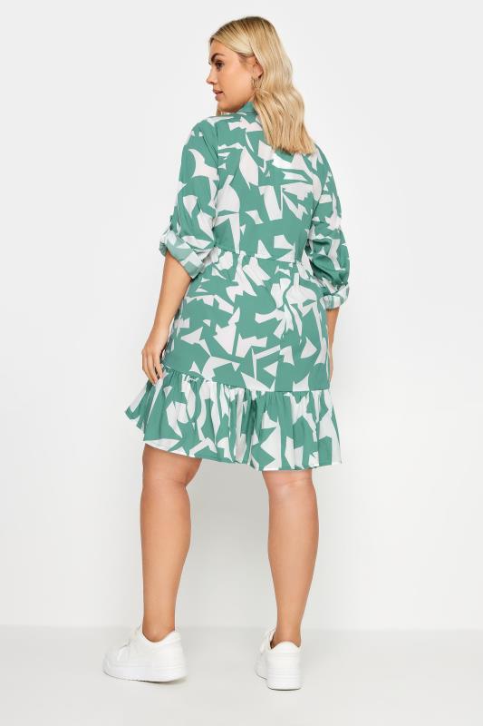 YOURS Plus Size Green Abstract Print Smock Tunic Dress | Yours Clothing 3