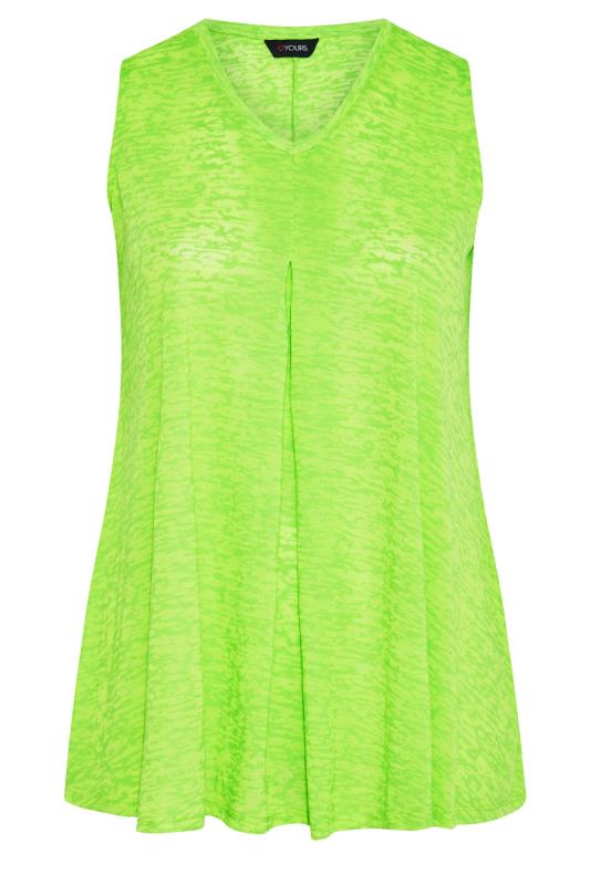 Plus Size Neon Green Burnout Pleat Vest Top | Yours Clothing 5