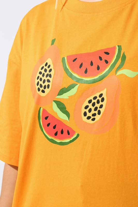 LIMITED COLLECTION Plus Size Orange Fruit Print T-Shirt | Yours Clothing 4