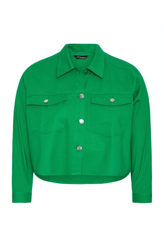 LIMITED COLLECTION Plus Size Bright Green Cropped Twill Jacket | Yours Clothing 6