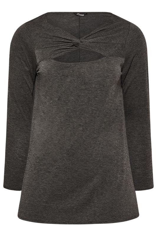LIMITED COLLECTION Plus Size Charcoal Grey Twist Cut Out Top | Yours Clothing 6