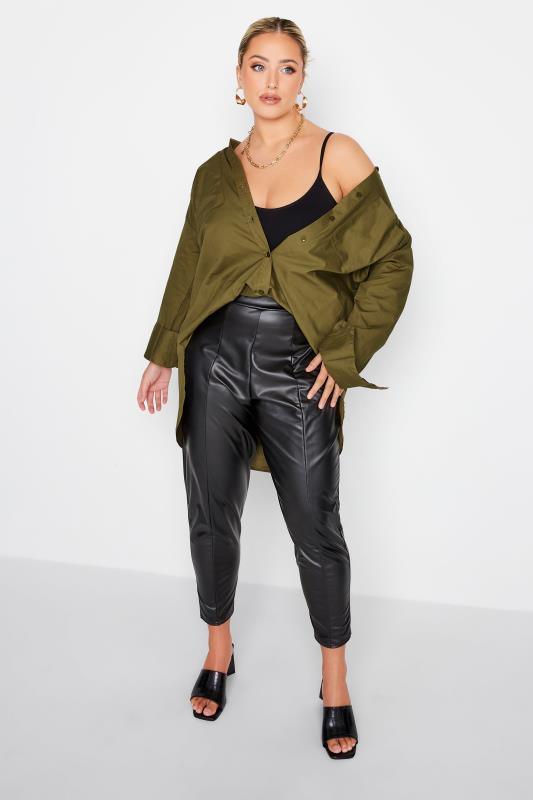 LIMITED COLLECTION Plus Size Khaki Green Oversized Boyfriend Shirt | Yours Clothing 2