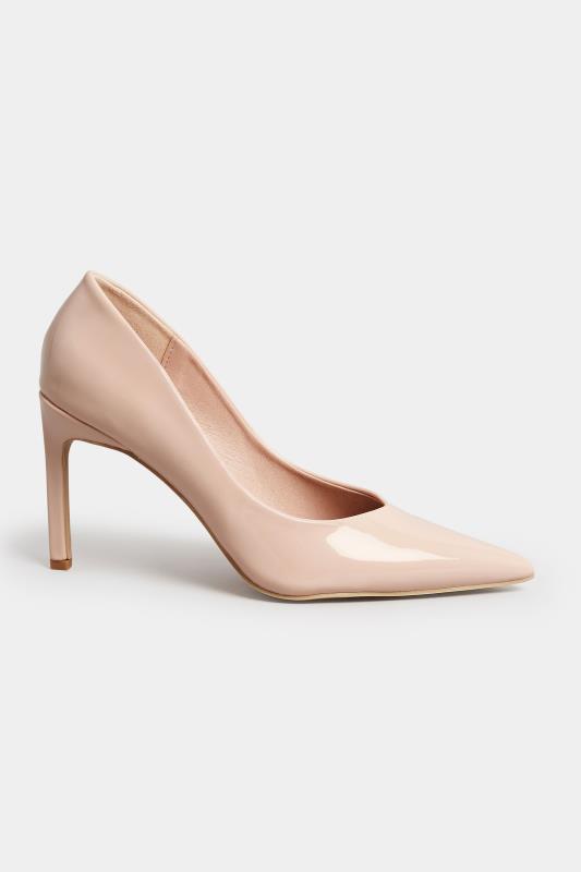 PixieGirl Nude Patent Pointed Court Shoes In Standard Fit | PixieGirl 3
