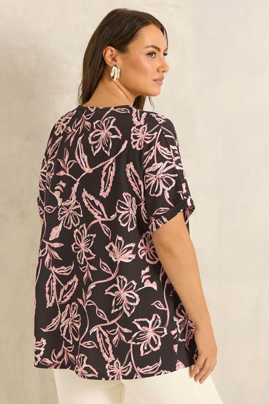 EVANS Plus Size Chocolate Brown Floral Crinkle Top | Evans 2